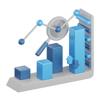 3d rendering market analysis isolated useful for business, analytics, web, money and finance design png