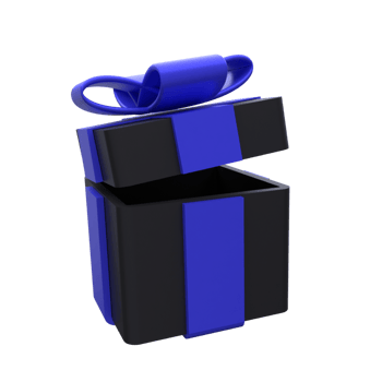 Unique Black open gift box 3D rendering icon illustration simple.Realistic illustration. png