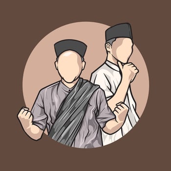 vector illustration of two male Muslim teenagers with different characters