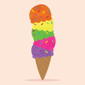 stack of scoop ice cream watercolor hand drawn element vector illustration