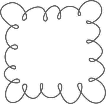 Scallop edge square frame. Shape with lace border. Cute hand drawn doodle box with frill. Outline png