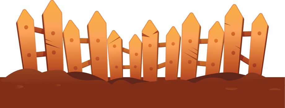 Vector wooden fence. Countryside scene element