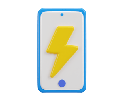 phone with  thunderbolt energy flash icon 3d render png