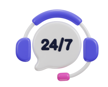 24 by 7 support service icon 3d rendering illustration png