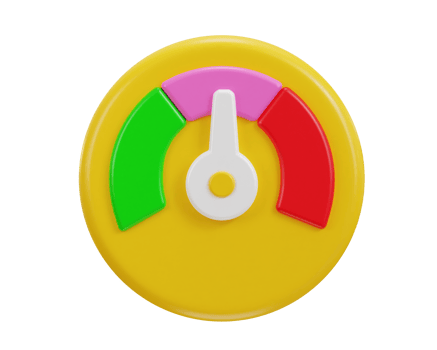 Speedometer with arrow and dashboard icon 3d render png
