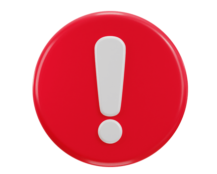 3d circle exclamation sign warning or danger risk message alert problem icon png