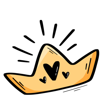 Crown with heart shape icon, cartoon style png