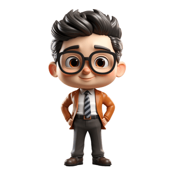 AI generated a 3d cartoon business man with suit on isolated transparent background png, generated with AI png