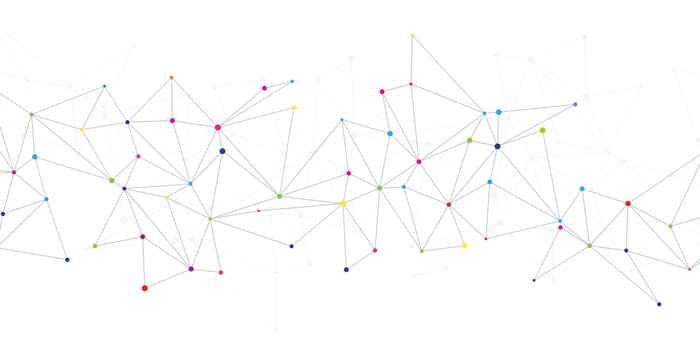 Website header or banner design with abstract geometric background and connecting dots and lines. vector