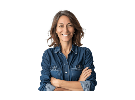 AI generated Middle age beautiful woman wearing casual denim shirt standing png