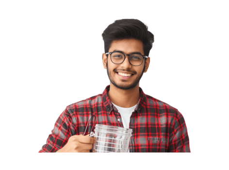 AI generated Indian young man after medical vision laser treatment therapy png