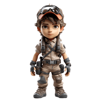 AI generated 3d illustration a young soldier on isolated transparent background png, generated with AI png