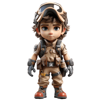AI generated 3d illustration a young soldier on isolated transparent background png, generated with AI png