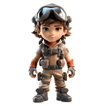 AI generated 3d illustration a young soldier on isolated transparent background png, generated with AI png