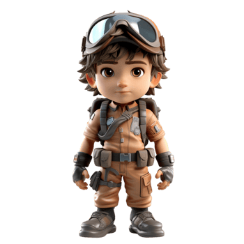 AI generated 3d illustration a young soldier on isolated transparent background png, generated with AI png