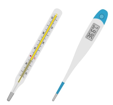 electronic and mercury medical thermometer stock vector illustration isolated on white background