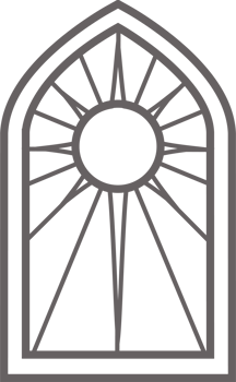 Church glass window. Stained mosaic catholic and Christian frame with sun. Gothic outline arch. png