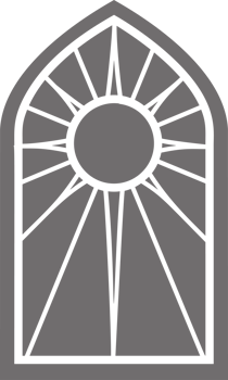 Church glass window. Stained mosaic catholic and christian frame with sun. Gothic medieval outline arch. png