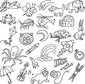 Cute Line Art Alphabet Icon Pack vector