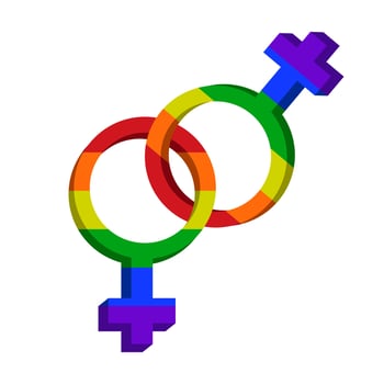 LGBT gender sign. Rainbow colored elements. Pride community. Female and male. Vector illustration.