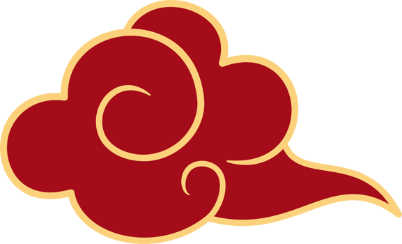 Chinese style cloud ornament, illustrations and decorations for Asian New Year, flat design, 2D front view. png