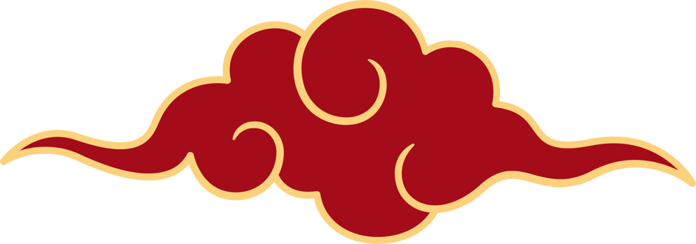 Chinese style cloud ornament, illustrations and decorations for Asian New Year, flat design, 2D front view. png