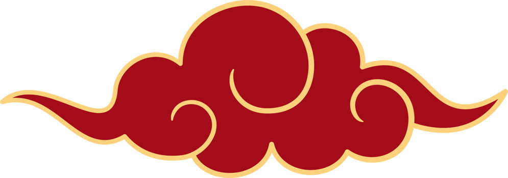 Chinese style cloud ornament, illustrations and decorations for Asian New Year, flat design, 2D front view. png