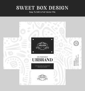Sweet box design, packaging box label, sweet bakery food box gift pack branding. vector