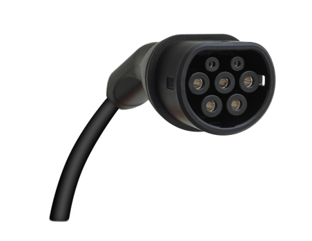 Electric car charger plug type 2 isolated on transparent background png file