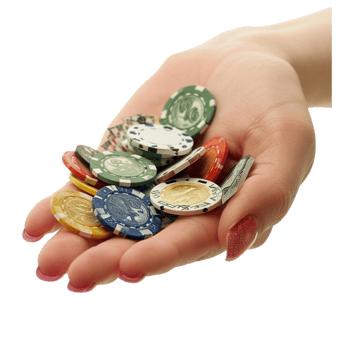 AI generated hand holding poker chips png