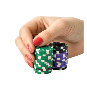 AI generated hand holding poker chips png