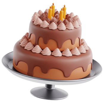 3D birthday cake icon on transparent background png
