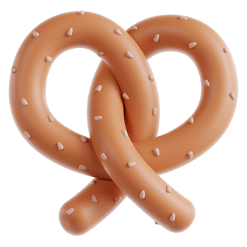 3D pretzel icon on transparent background png