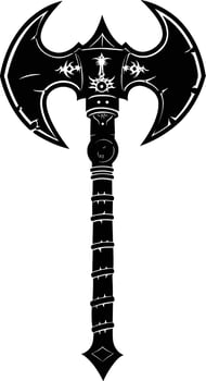 AI generated Silhouette viking ax or axe or warhammer weapon in mmorpg game black color only vector