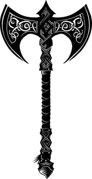 AI generated Silhouette viking ax or axe or warhammer weapon in mmorpg game black color only vector