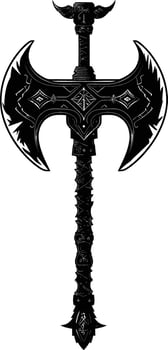 AI generated Silhouette viking ax or axe or warhammer weapon in mmorpg game black color only vector