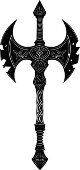 AI generated Silhouette viking ax or axe or warhammer weapon in mmorpg game black color only vector