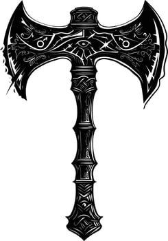 AI generated Silhouette viking ax or axe or warhammer weapon in mmorpg game black color only vector