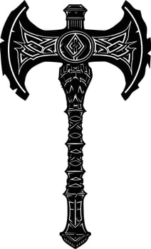 AI generated Silhouette viking ax or axe or warhammer weapon in mmorpg game black color only vector