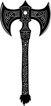 AI generated Silhouette viking ax or axe or warhammer weapon in mmorpg game black color only vector