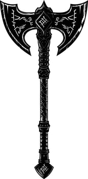 AI generated Silhouette viking ax or axe or warhammer weapon in mmorpg game black color only vector