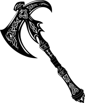 AI generated Silhouette viking ax or axe in mmorpg game black color only vector
