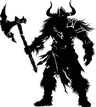 AI generated Silhouette viking warrior in mmorpg game black color only vector