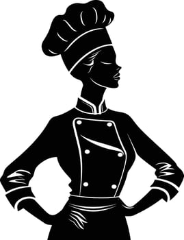 AI generated Silhouette women chef black color only full body vector
