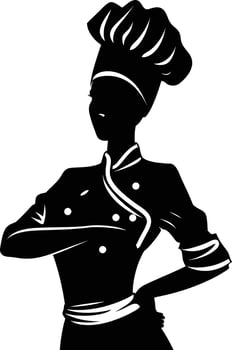 AI generated Silhouette women chef black color only full body vector