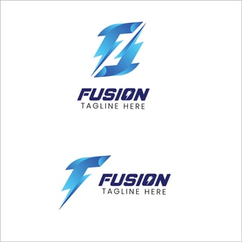 fusion logo design tech logo template vector