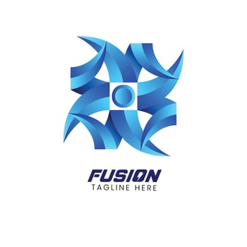 fusion logo design tech logo template vector