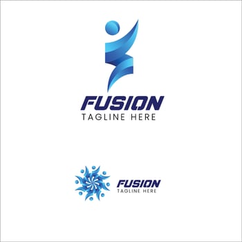 fusion logo design tech logo template vector