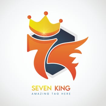 7 wings , King Crown Logo Design Vector Template. letter logo icon design with king crown Template