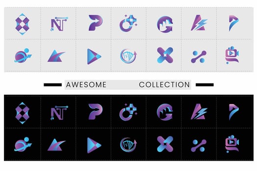 A set of technology symbol design vector